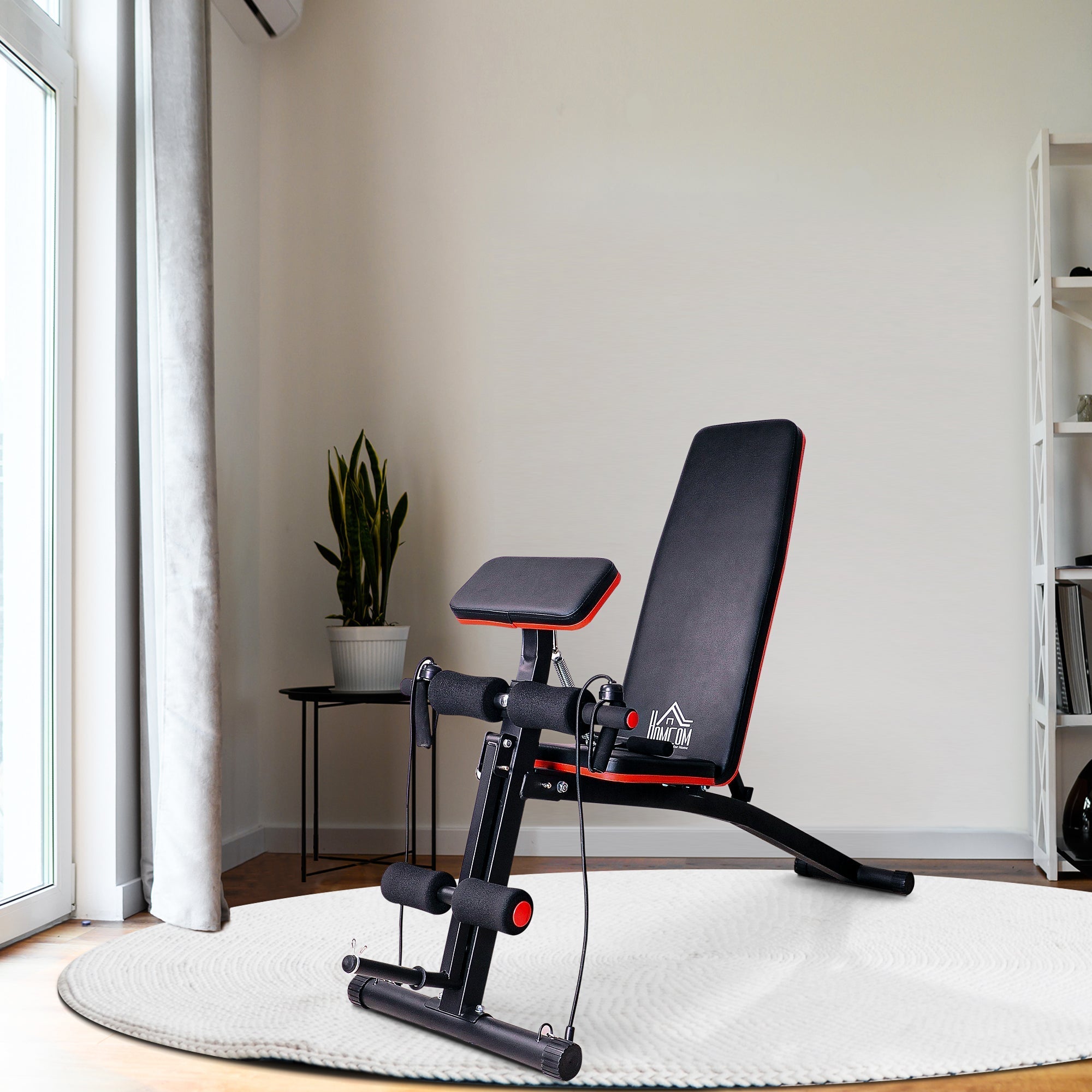 Multifunktionale Hantelbank, Multi-Gym Federunterstützung, 120 kg, Schwarz