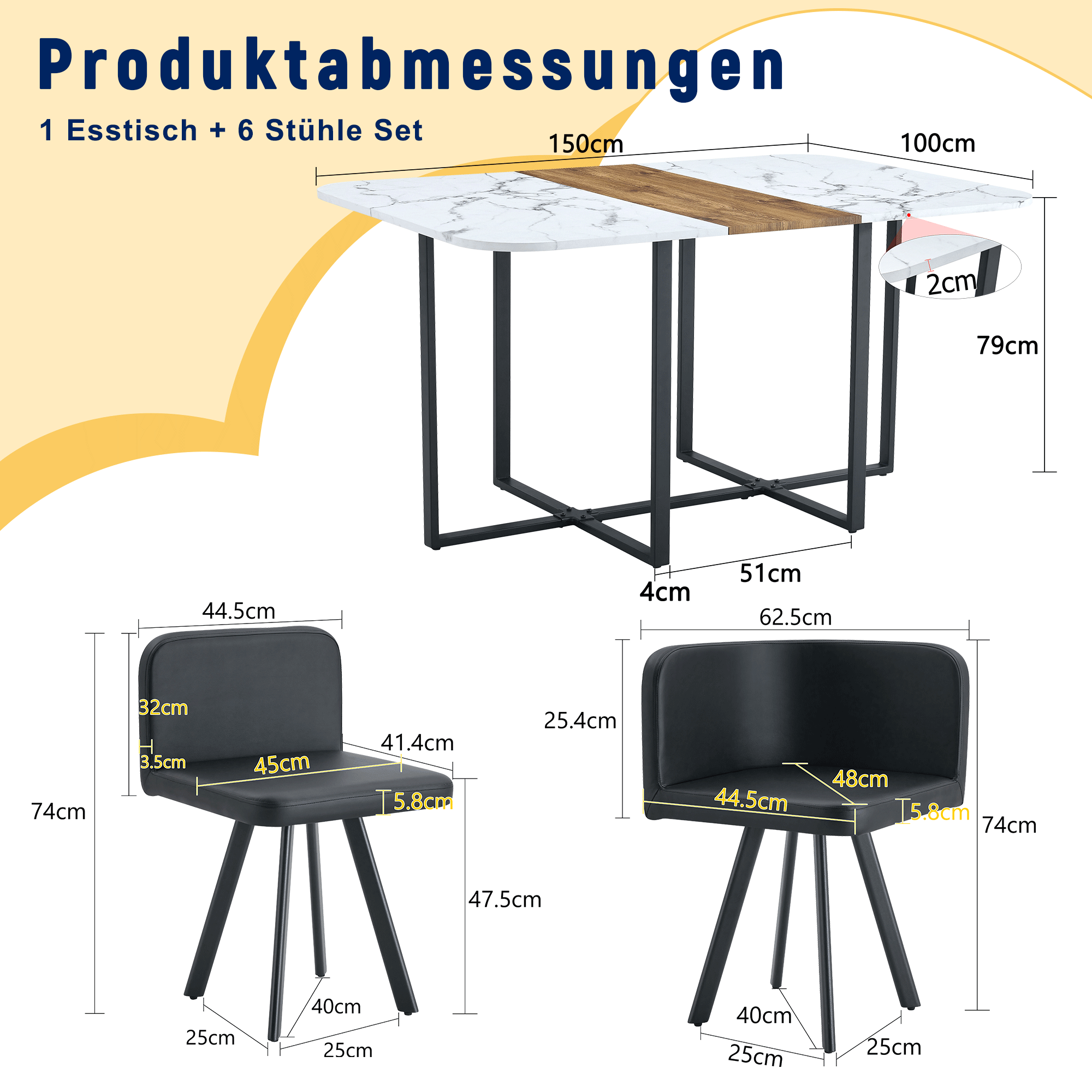 Dining Set Extendable Table & Folding Chairs - White/Black