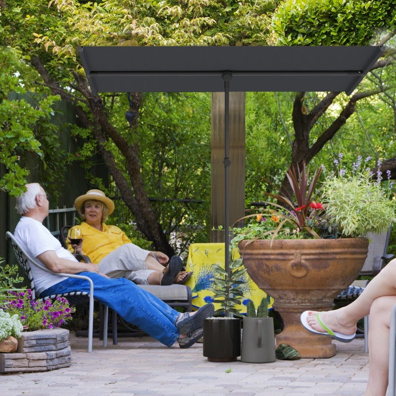 Sonnenschirm, 180 Grad drehbarer, höhenverstellbarer Gartenschirm mit Aluminiumstange, Dunkelgrau