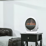 LED Electric Fireplace, 1500W Flame Effect, White ABS Plastic