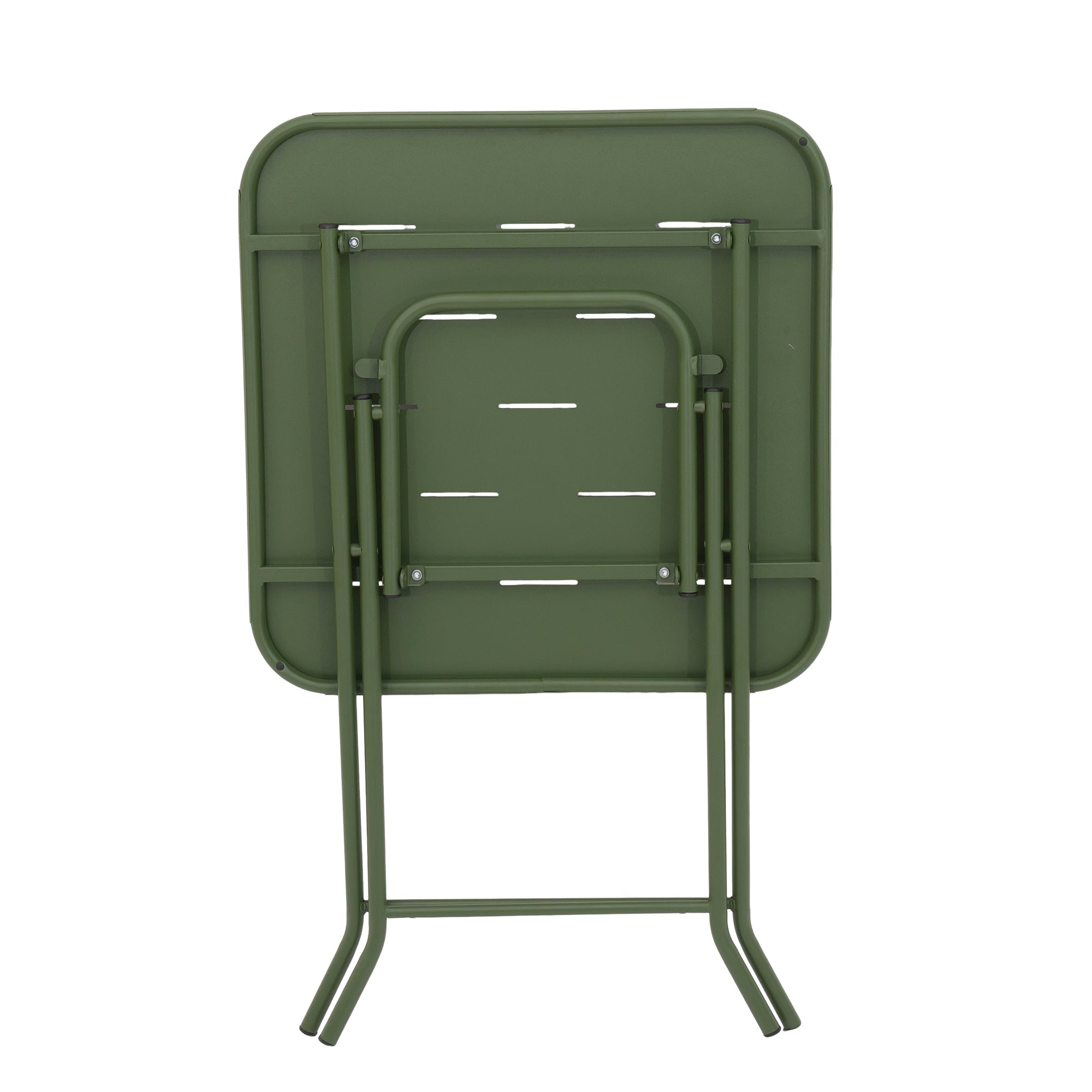Outdoor 3-Piece Foldable Bistro Set, 2 Chairs and 1 Table Weather-Resistant, Green Metal