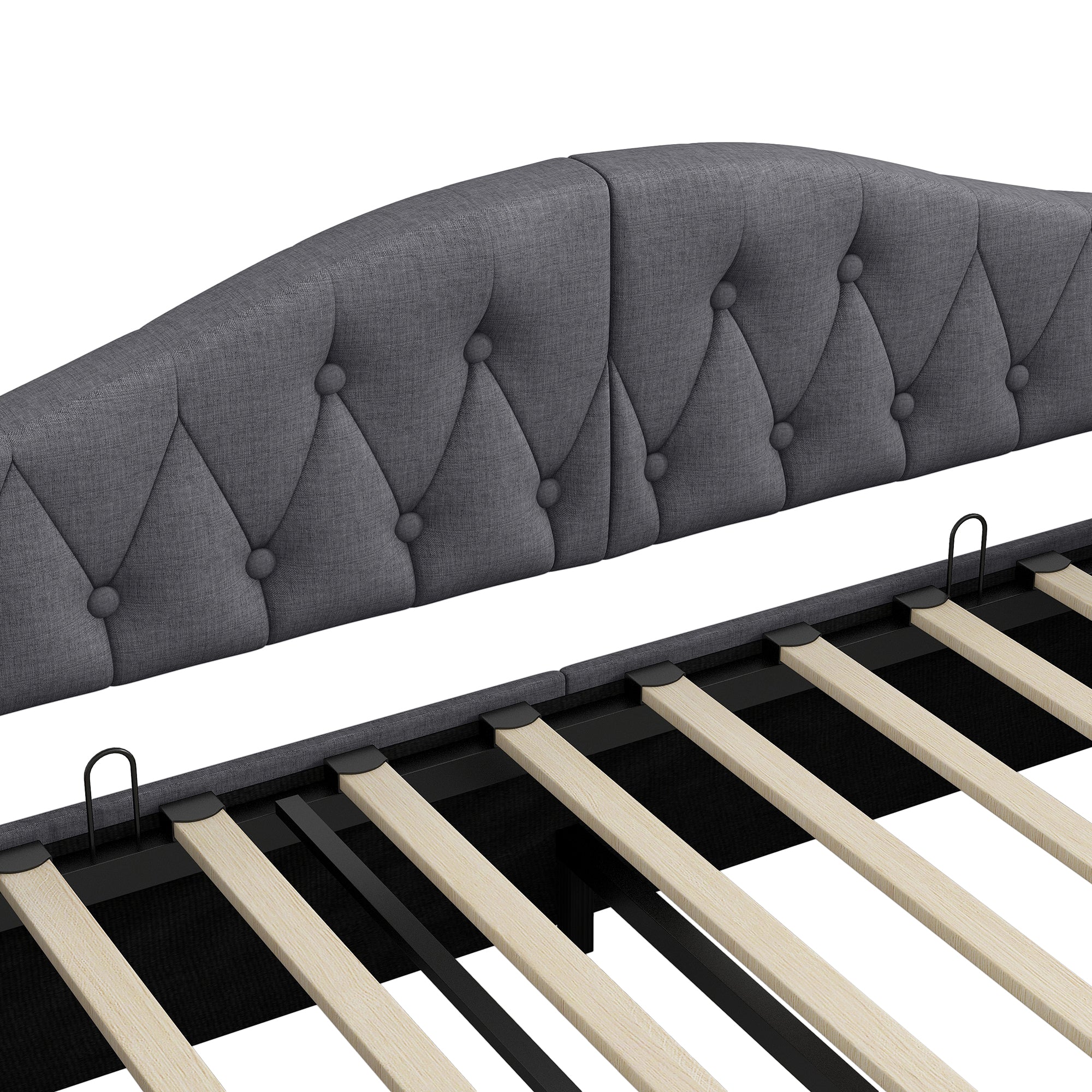 Daybed Upholstered 140x200cm LED Storage - Grey