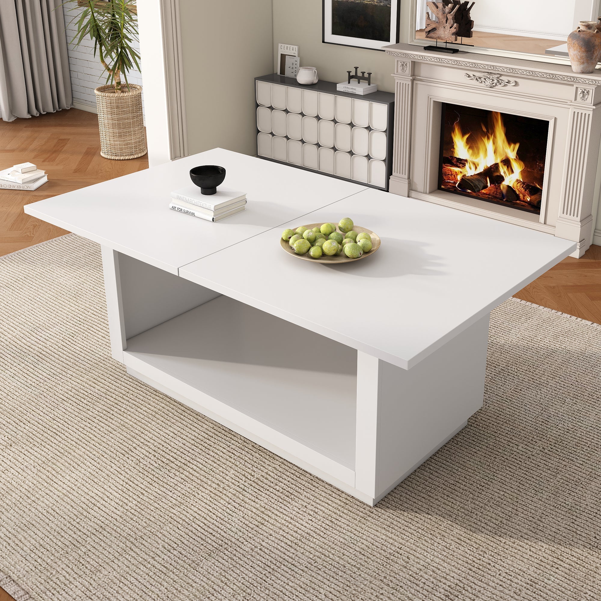 Extendable Dining Table, Modern Simple Square Design 140/180 cm, White ...