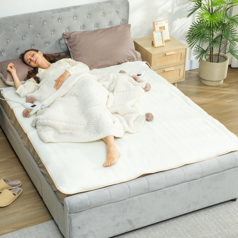 Heated Blanket 160x140cm Dual Zone 5 Settings 10H Timer Washable