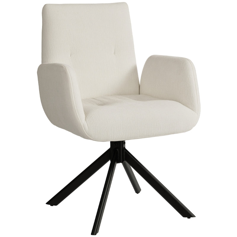 Upholstered Accent Chair Swivel Modern Design 120 kg Cream White
