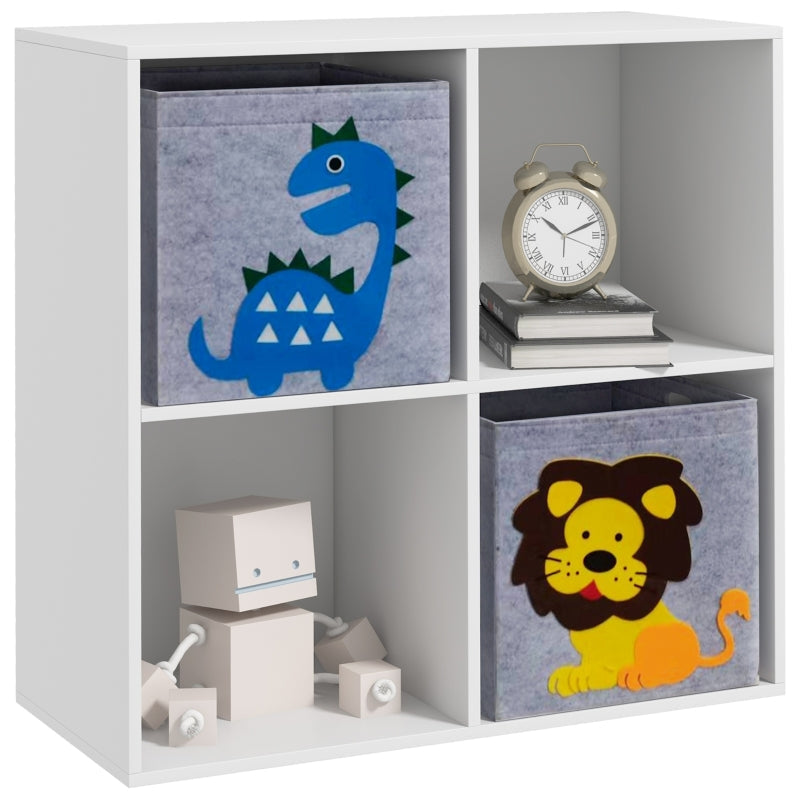 ZONEKIZ Children's Shelf Bookcase with 2 Storage Boxes, White+Gray