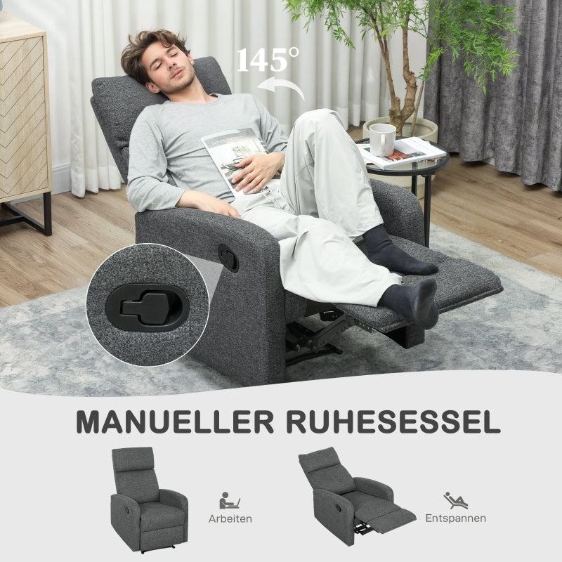 Relaxliegesessel, Verstellbare Fußstütze, Wohnzimmer, Stoff, Grau
