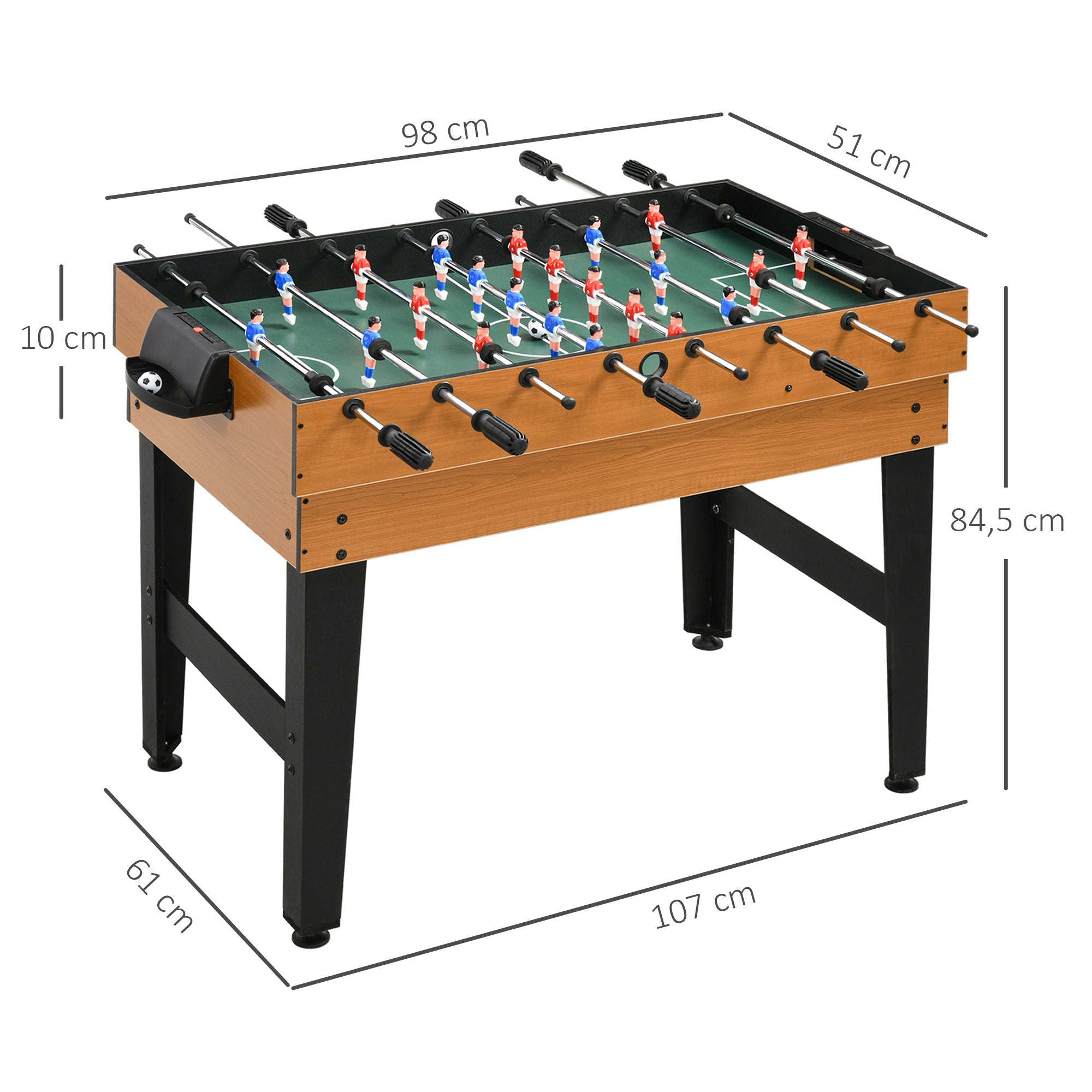 4-in-1 Multigame Table, Table Tennis Foosball Billiards Hockey, Natural Wood + Black