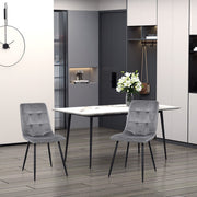 Dining Chairs, Set of 2 Upholstered Kitchen Chairs, Grey Black Metal