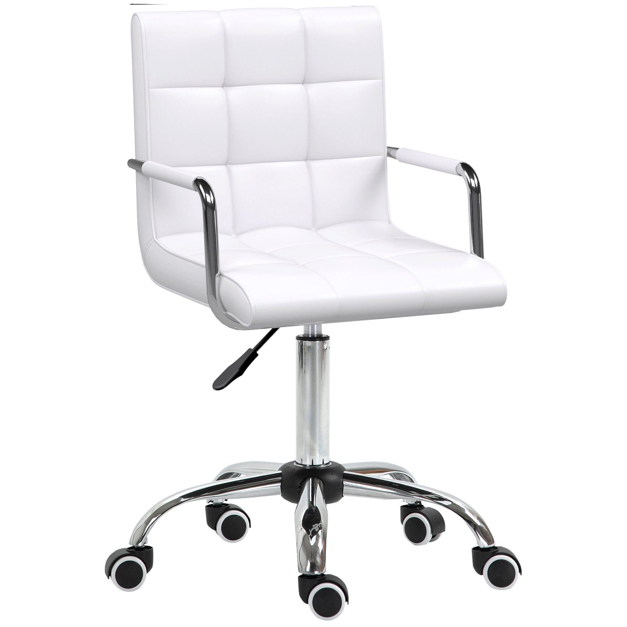 Office Chair, Height-Adjustable Ergonomic Swivel Executive, PU White