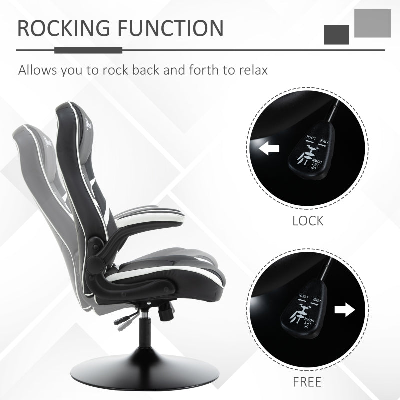 Gaming Chair Ergonomic Adjustable Height Swivel PVC Leather Black