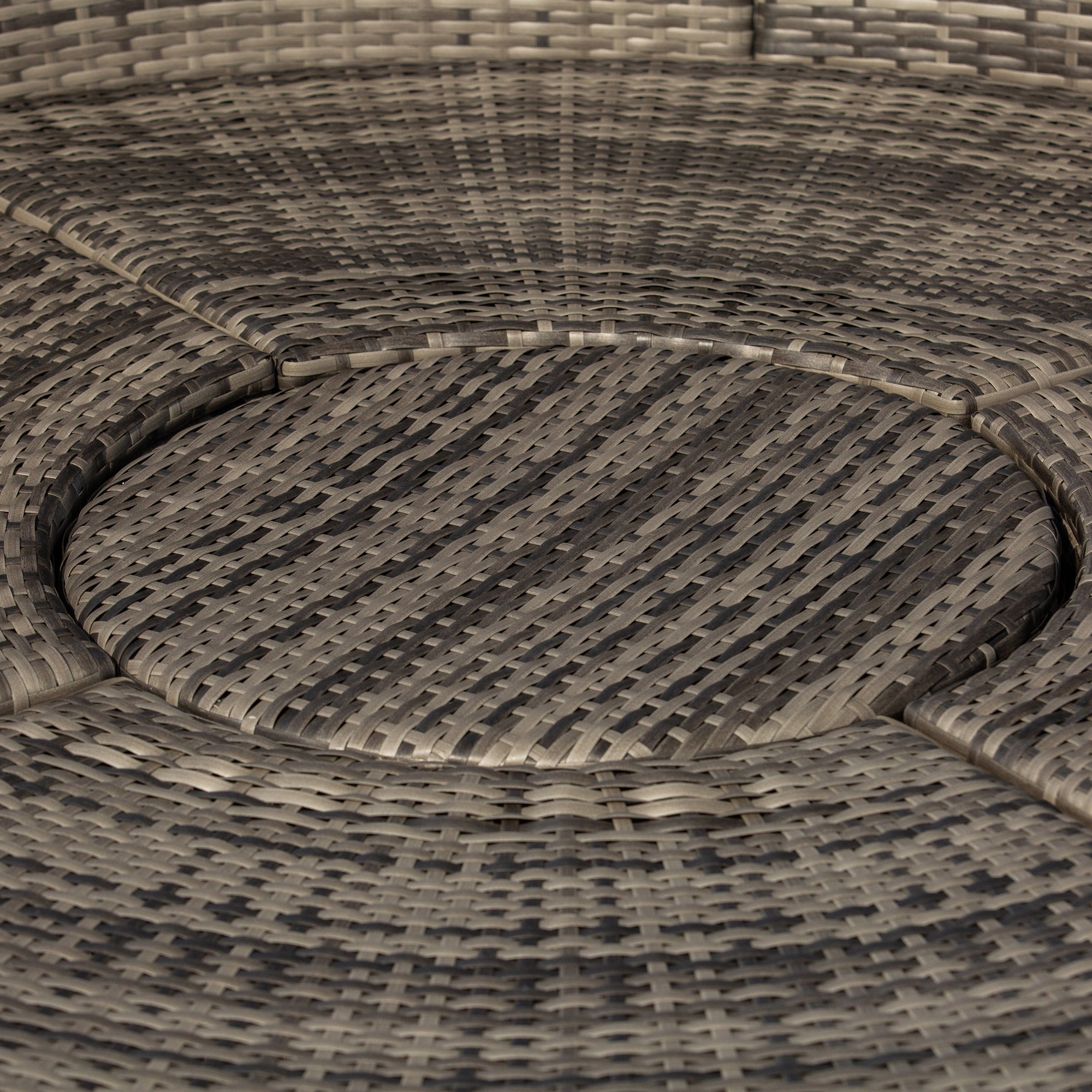 Outdoor PE Rattan Garden Furniture Set with Round Daybed, Retractable Canopy, Cushions, Dark Grey Rattan