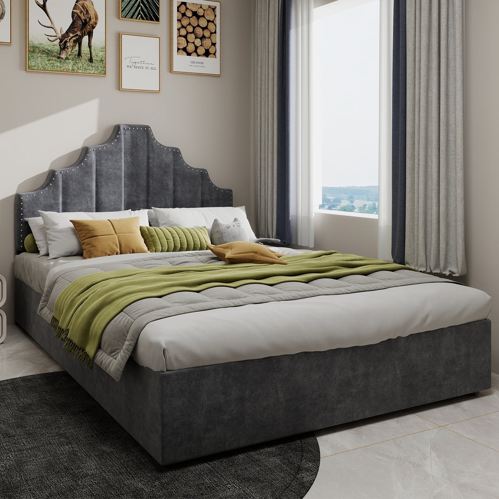 Modern Minimalist Soft Bed, 160*200CM, Gray