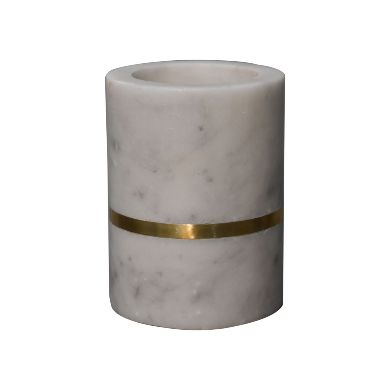Bathroom Accessories Set of 5 Brass Inlay White Marble