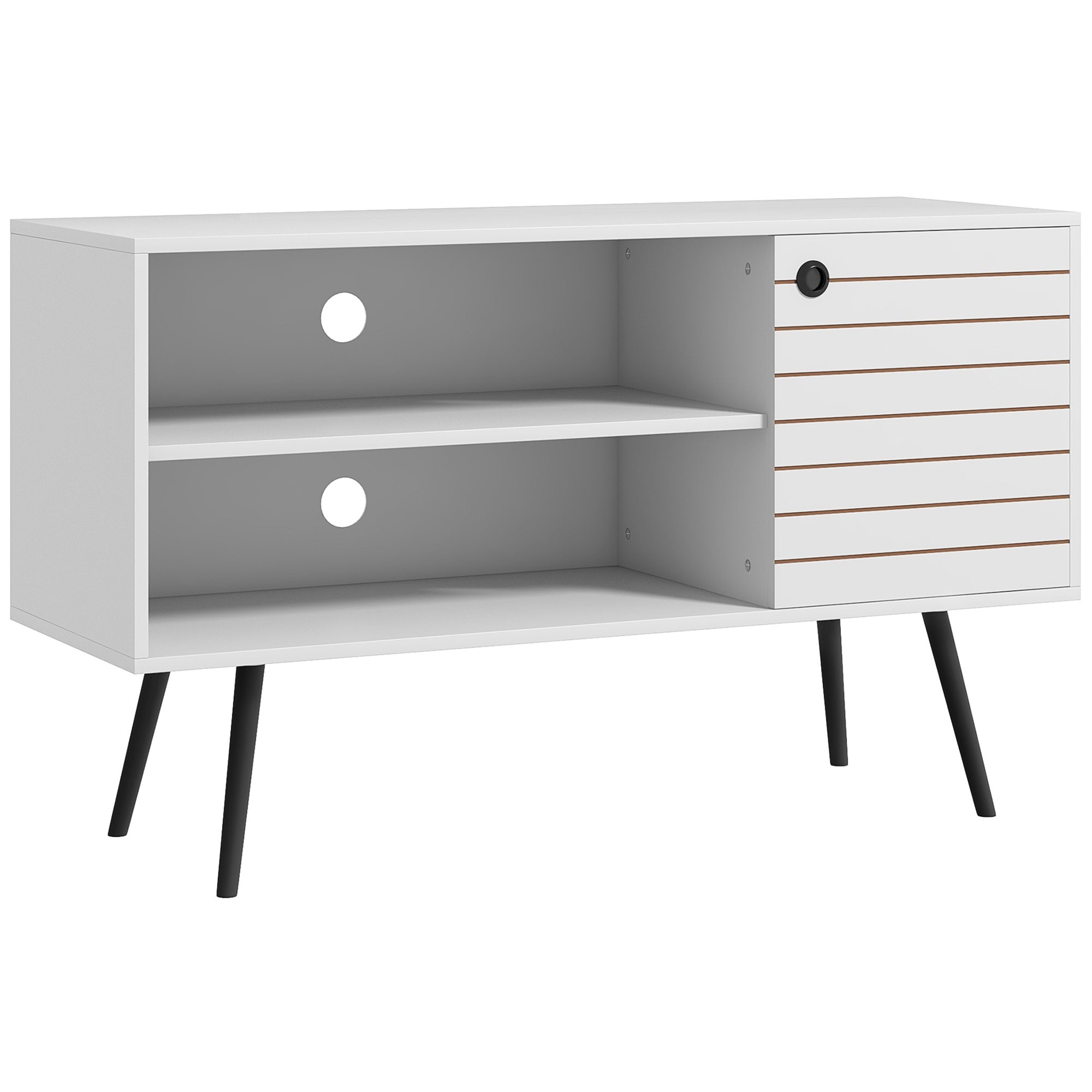 Duo Storage TV Unit, Striped Door - White