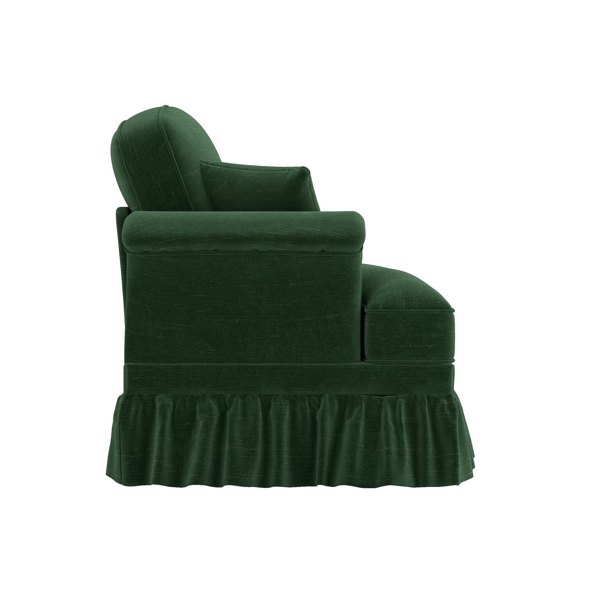 Windsor Modular LSF Cloud Sofa with Removable Ruffle and Cushion, Green Chenille
