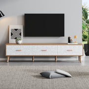Vintage TV Low Panel Wooden Cabinet/Table 150*35*39cm, Light Wood/White