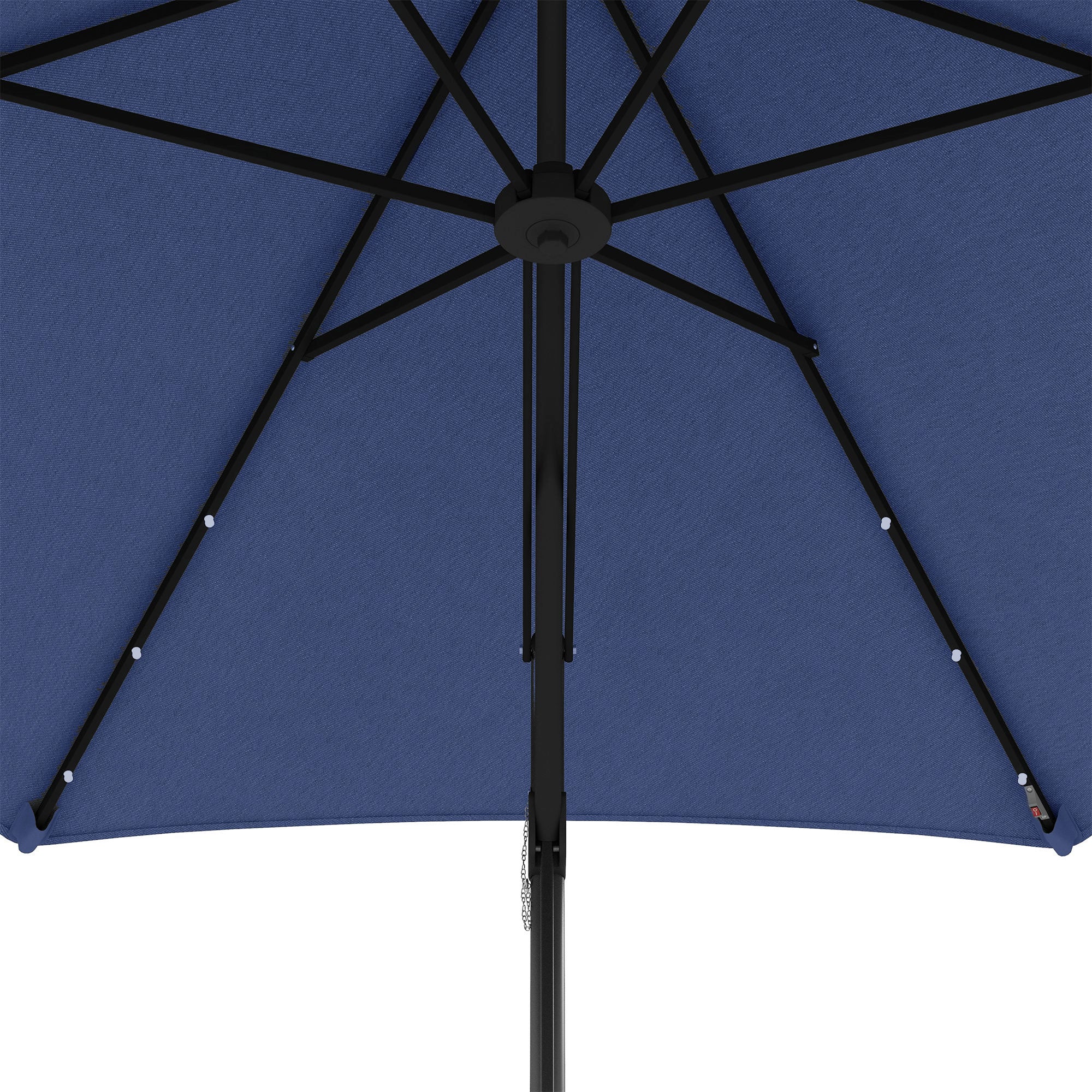 Solar Parasol, LED, Ø290x260 cm, UV Protection, Hand Crank, Polyester Dark Blue
