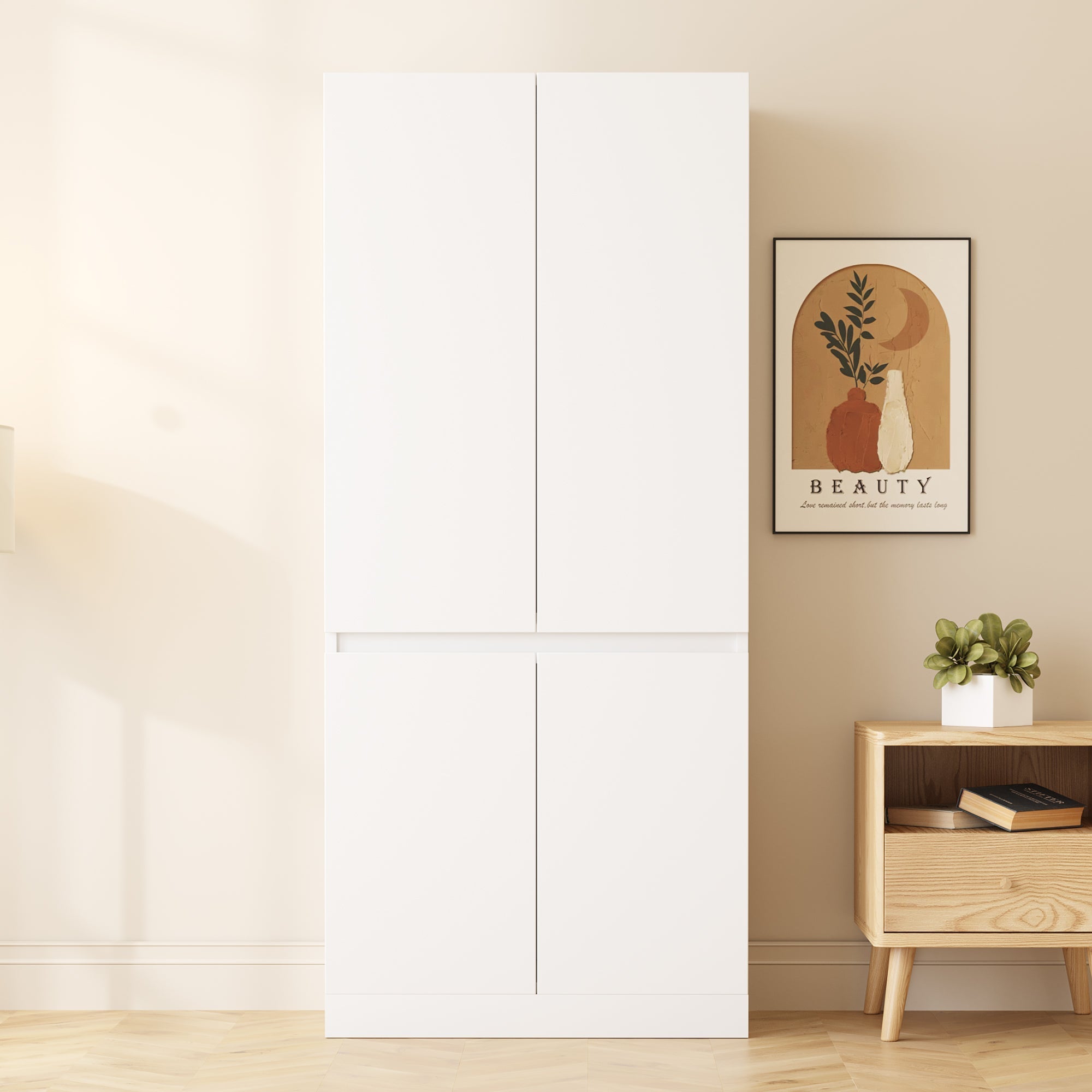 Wardrobe Double Door Large Storage 70x40x170cm, White