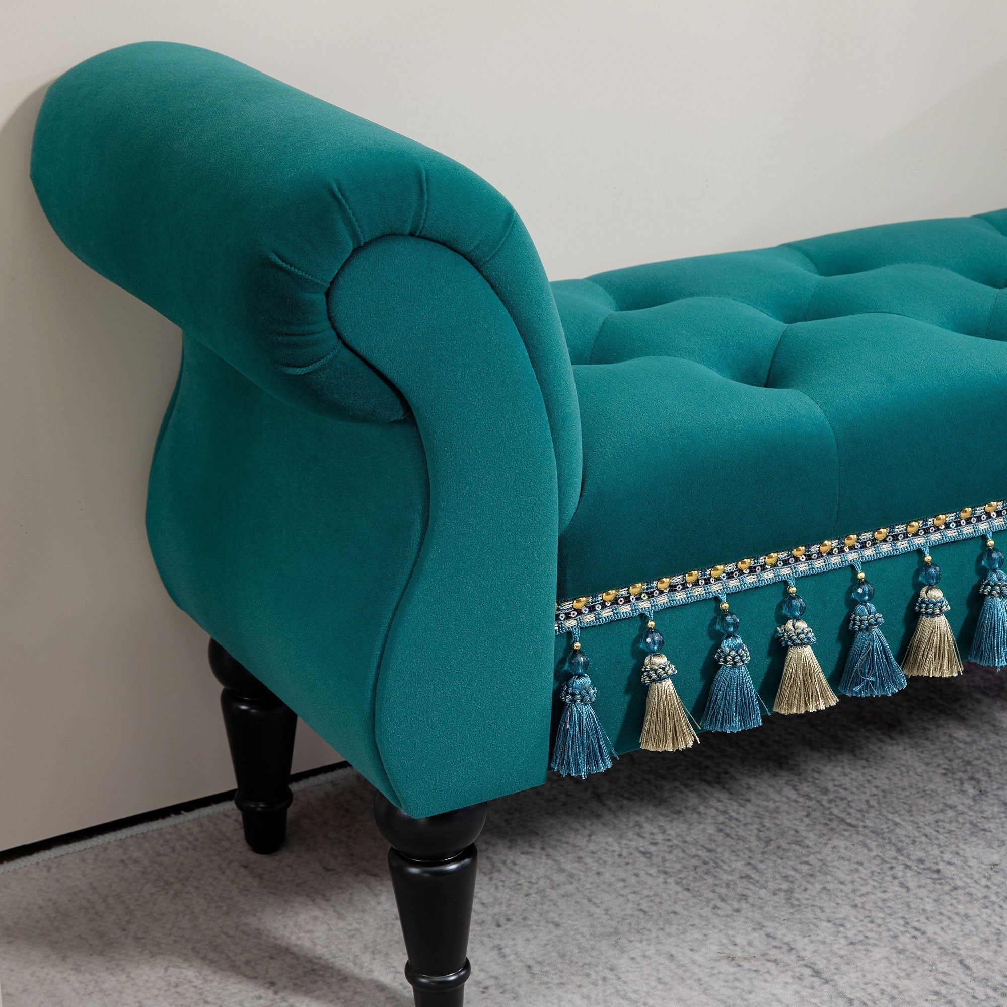 Bench, Upholstered Velvet Look 117 x 40 x 58 cm, Green