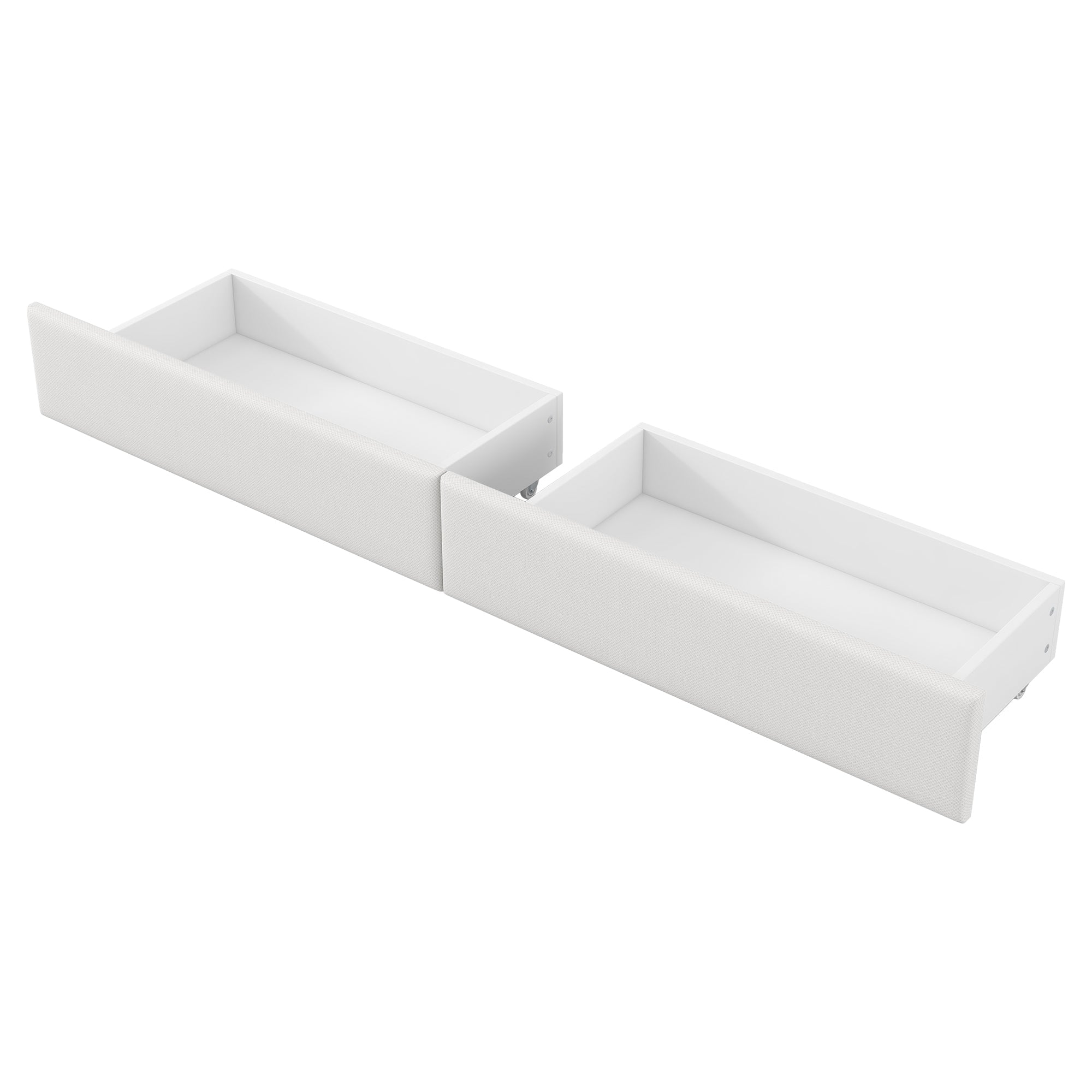 Upholstered Daybed 90x200 with Desk, LED Light, USB Port & 2 Drawers, White