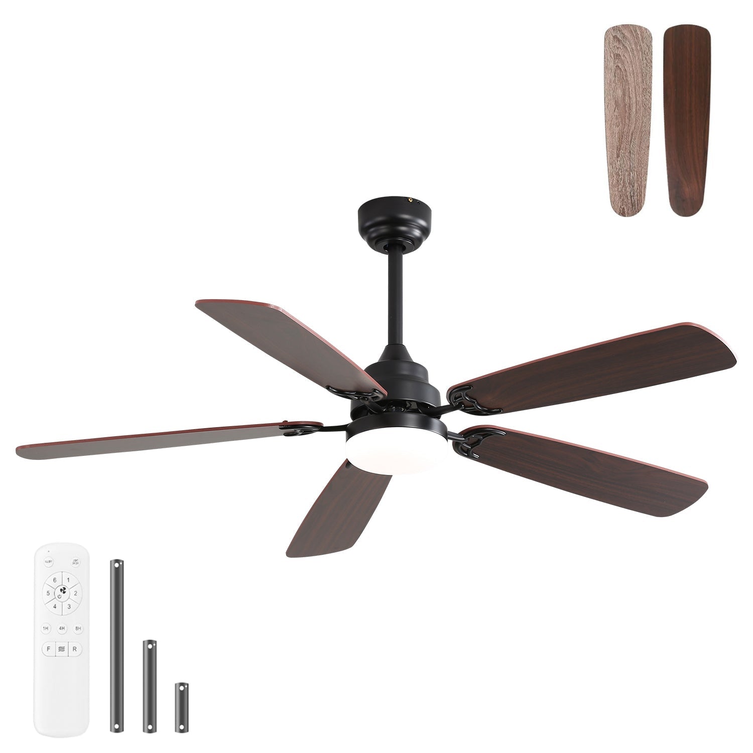 Classic Ceiling Fan 52-Inch, Dimmable LED, 6 Speeds, 5-Blade, DC Motor