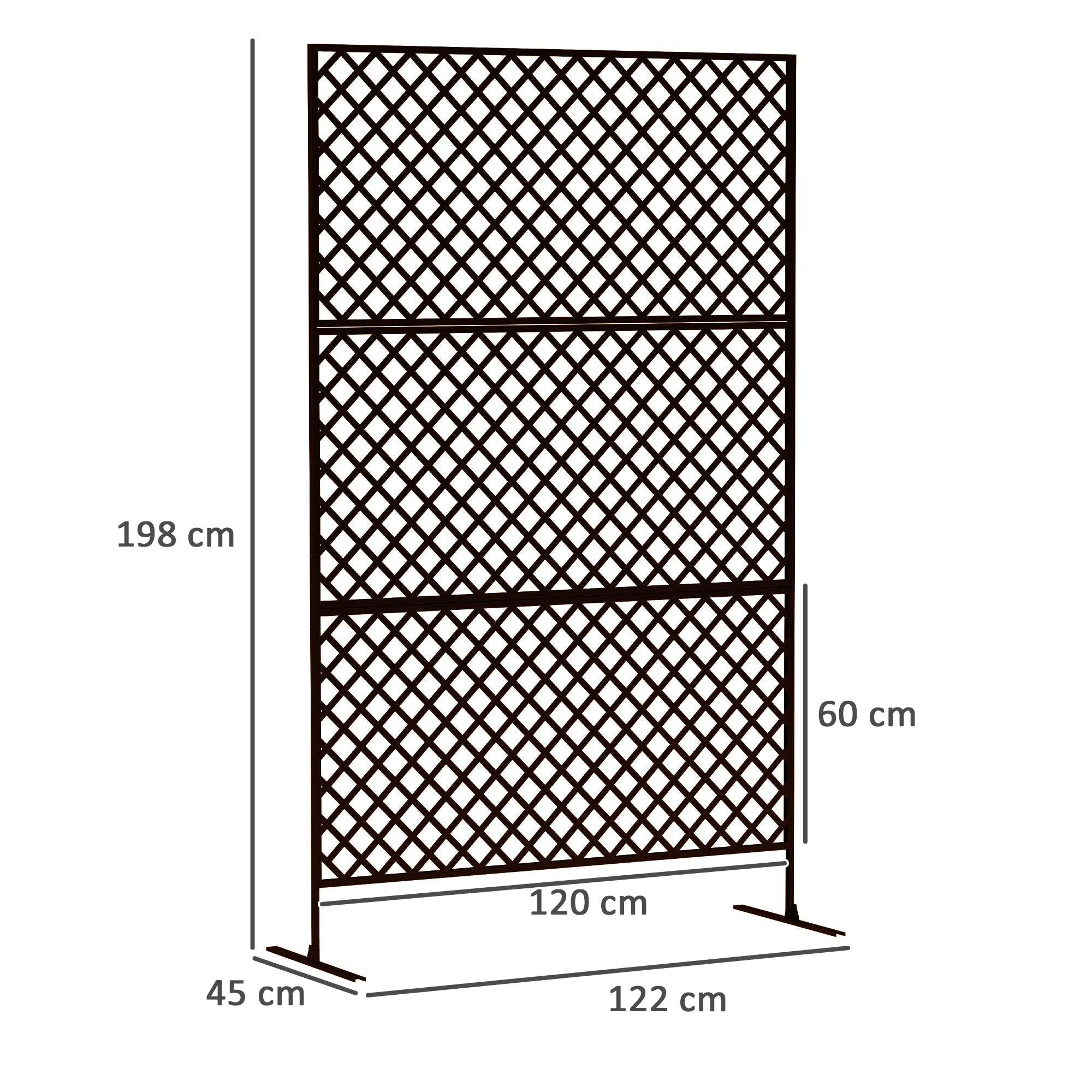 3-Panel Room Divider 122x198cm Freestanding Grid Screen, Steel, Black