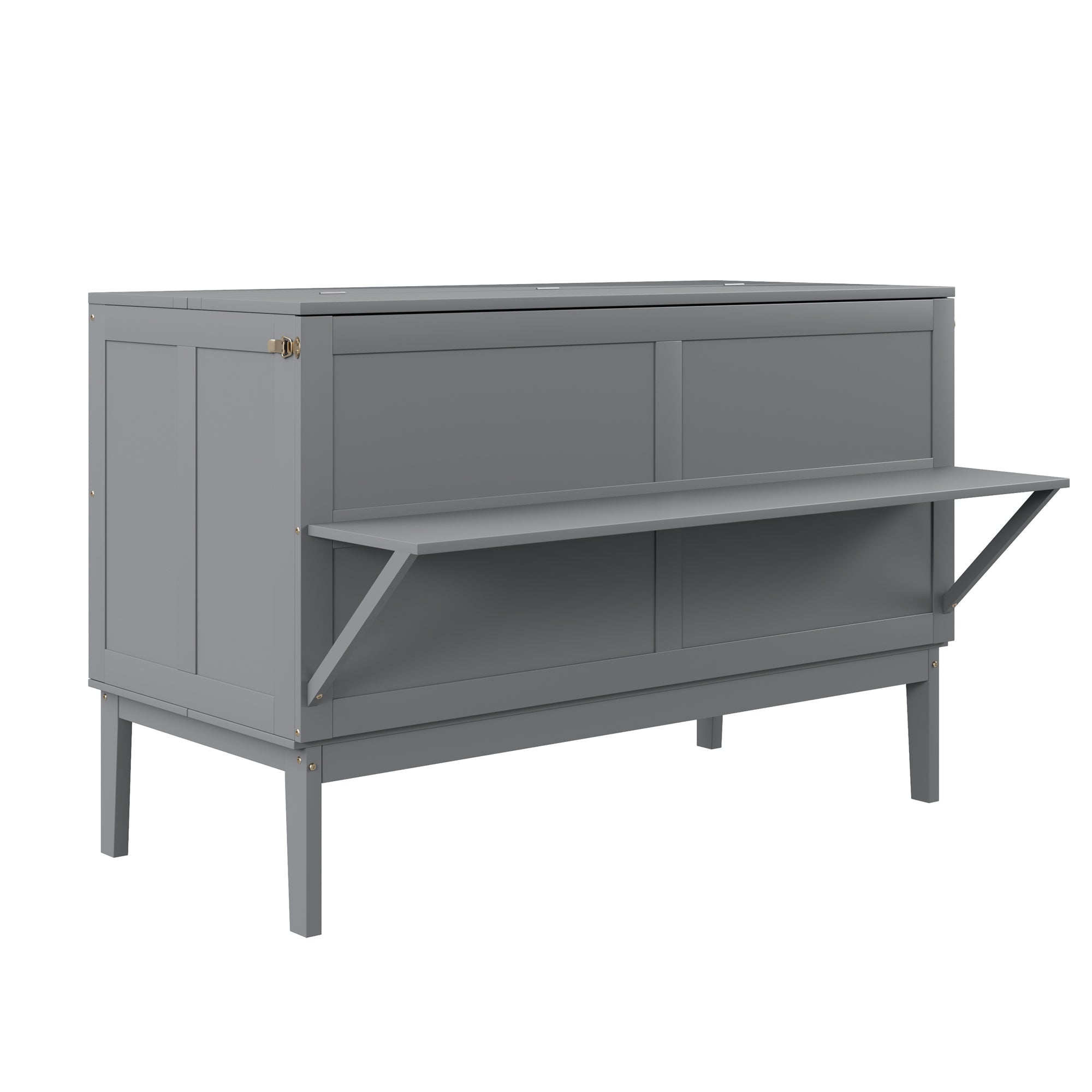 Wall Bed, 140x200cm with Slatted Frame, Grey