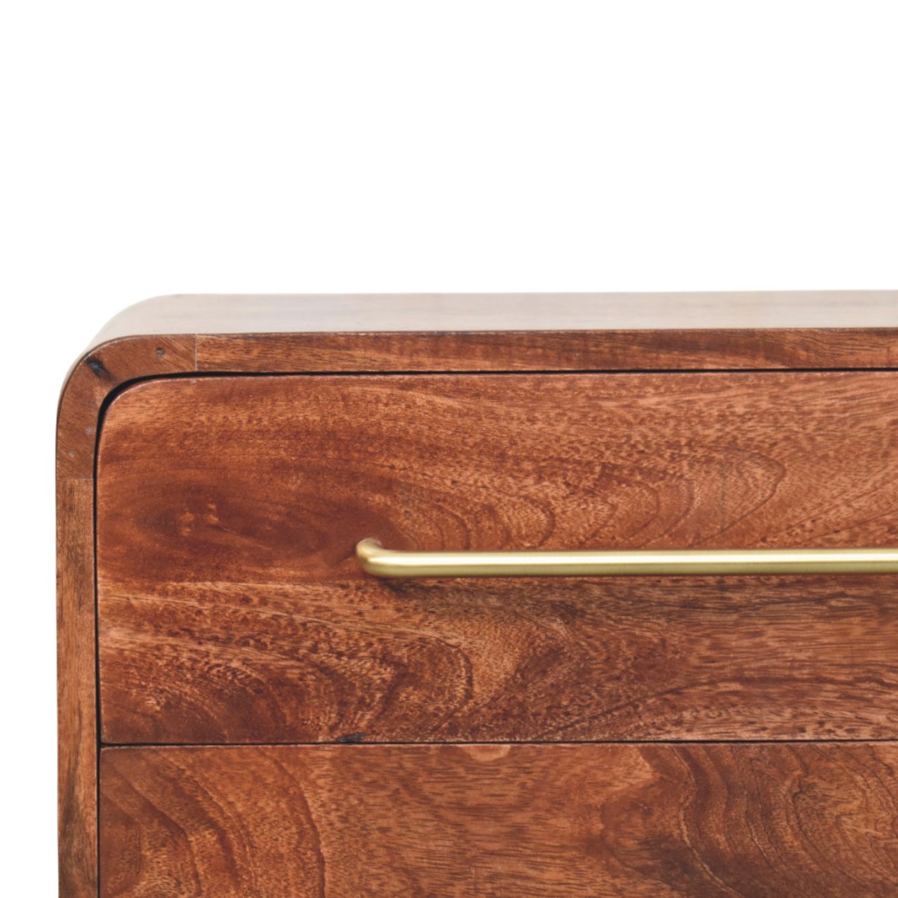 Solid Wood Rounded Chest, 3-Drawer, Brown