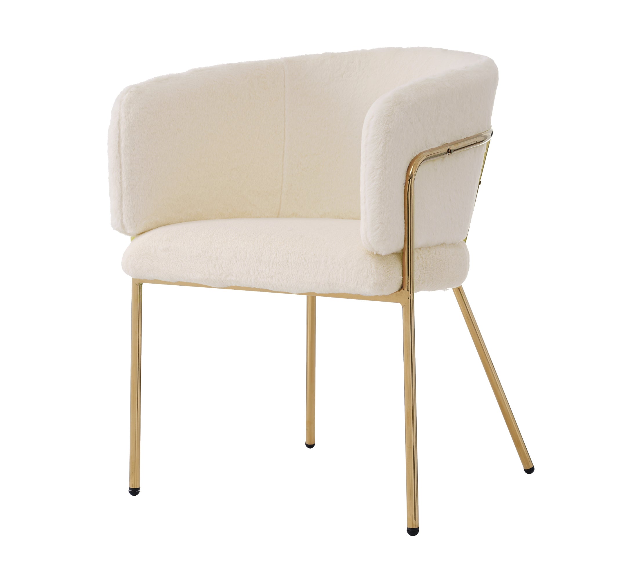 Dining Chair, Set of 6, Leisure and Dressing Chair for Living Room and Bedroom, Metal Legs, Imitation Rabbit Down Beige