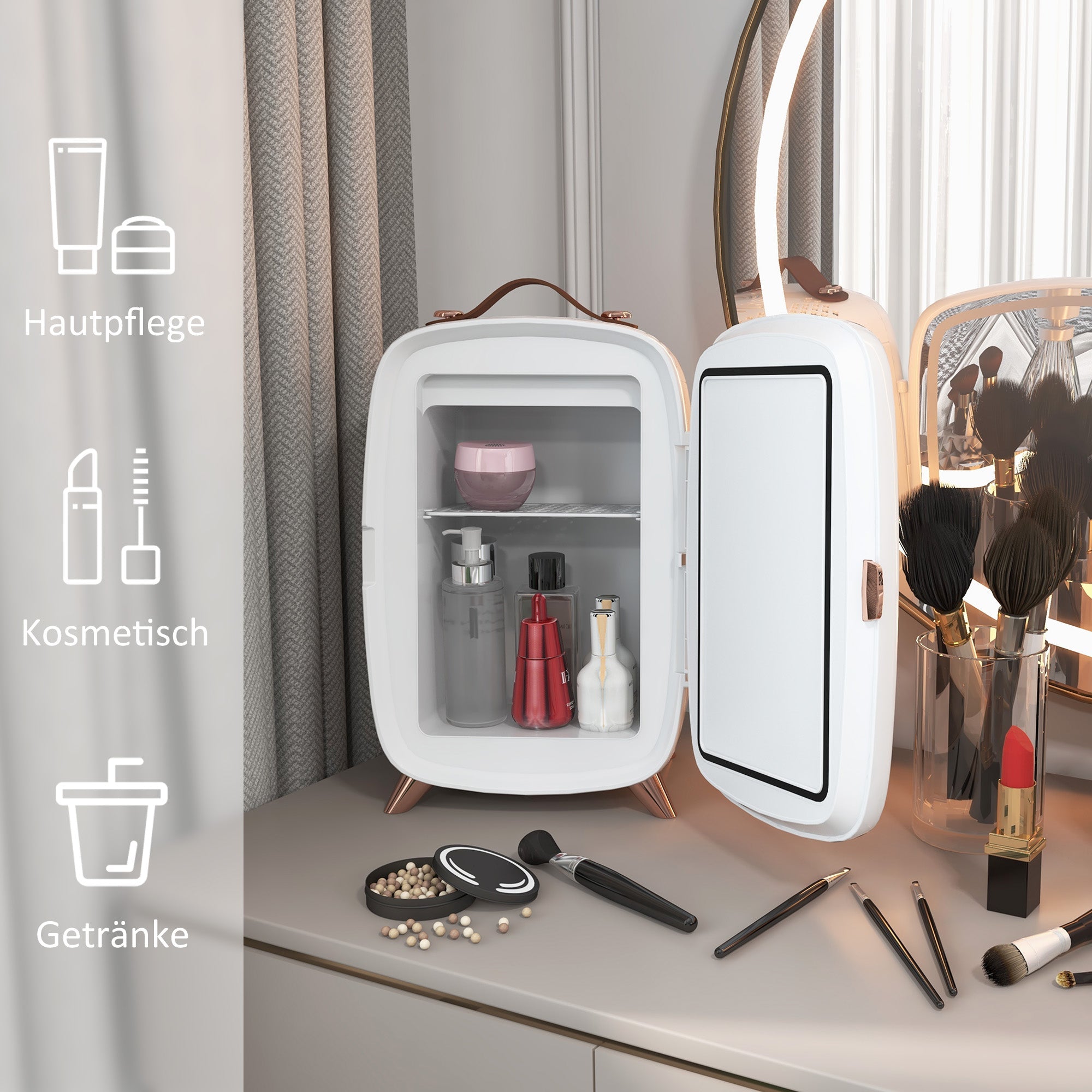 Mini Fridge 6L Cosmetic Cooling Portable White