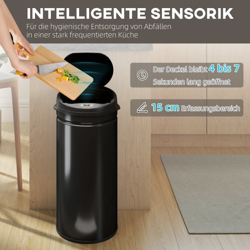 Waste Bin 42L Sensor-Activated Soft-Close Touchless - Stainless Steel