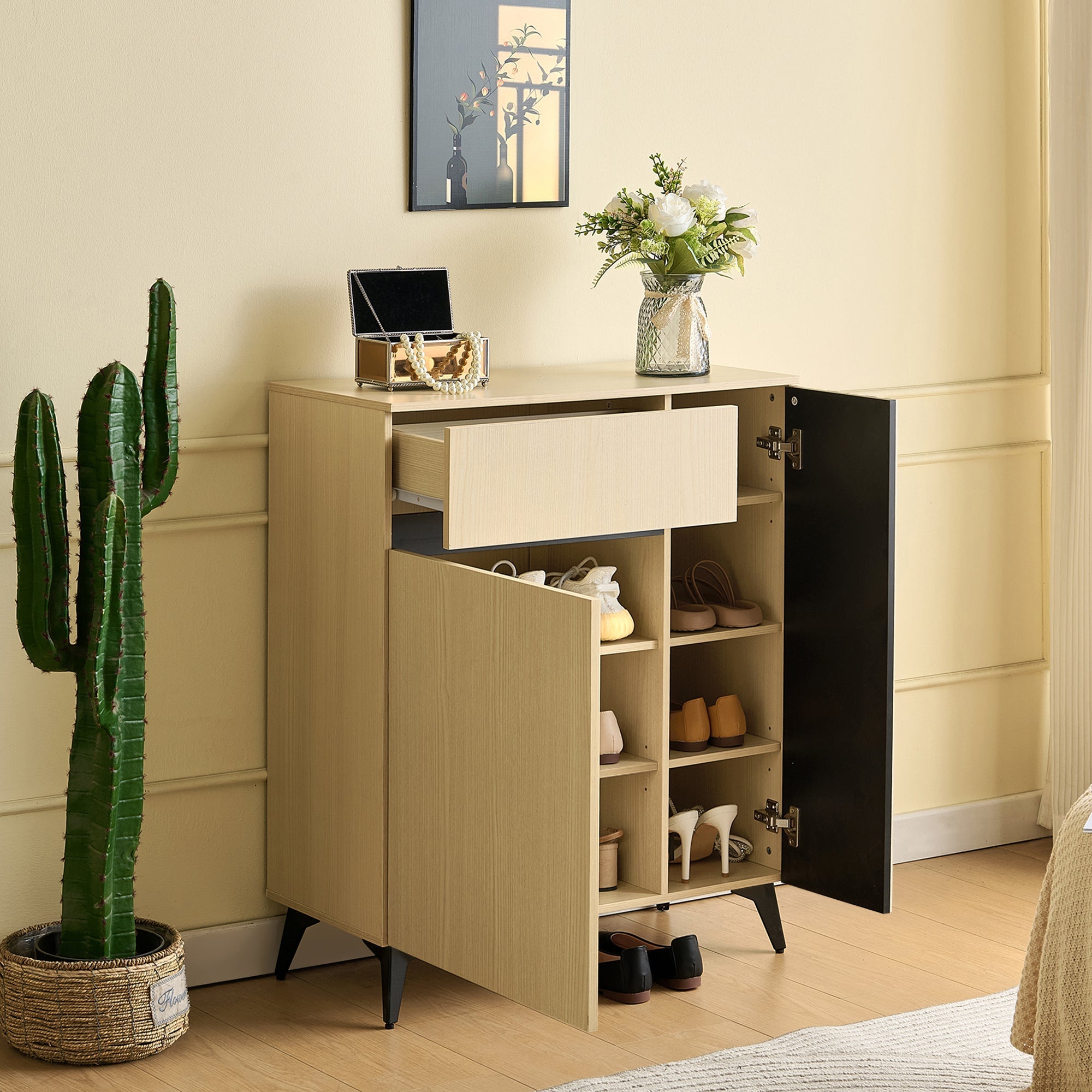 Sideboard Shoe Cabinet 2 Doors 1 Drawer Adjustable Shelves