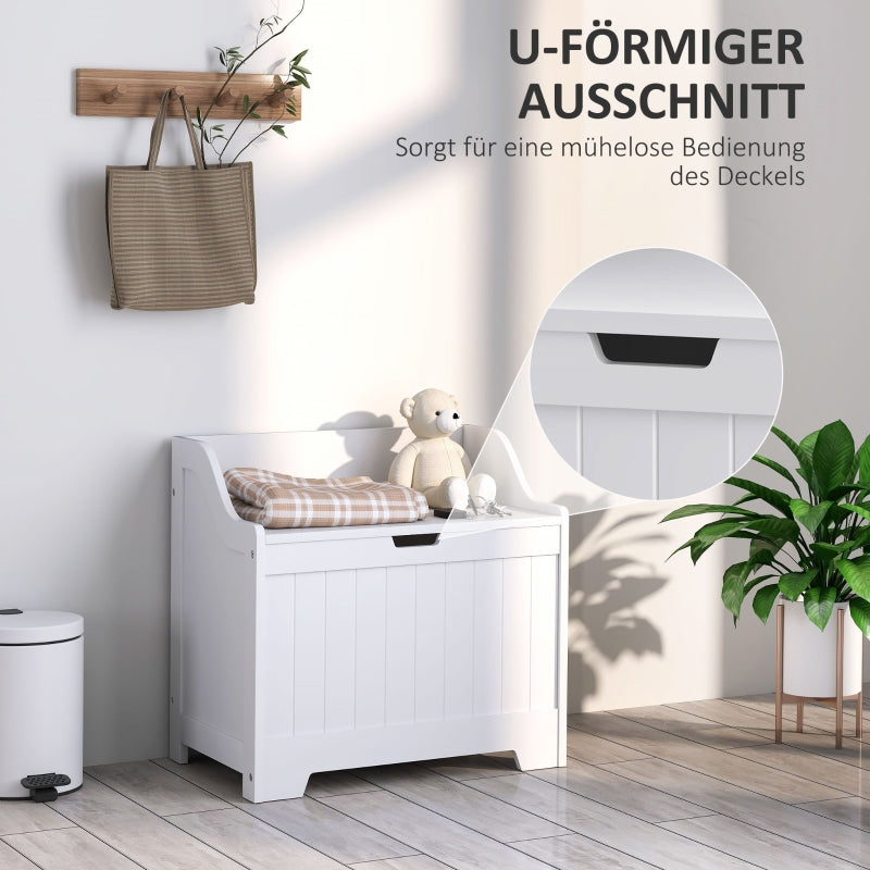Storage Chest/Box with Lid, Safety Hinge U-Cutout, 60x38x56cm, White