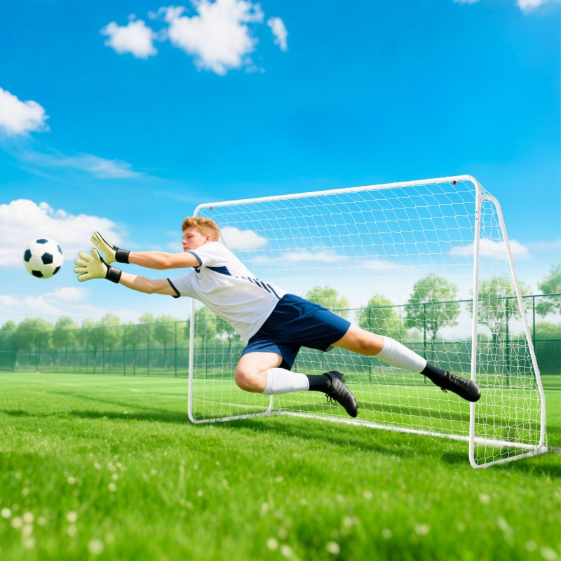 Football Goal for Games and Training, UV-Resistant and Robust with Ground Anchors, White