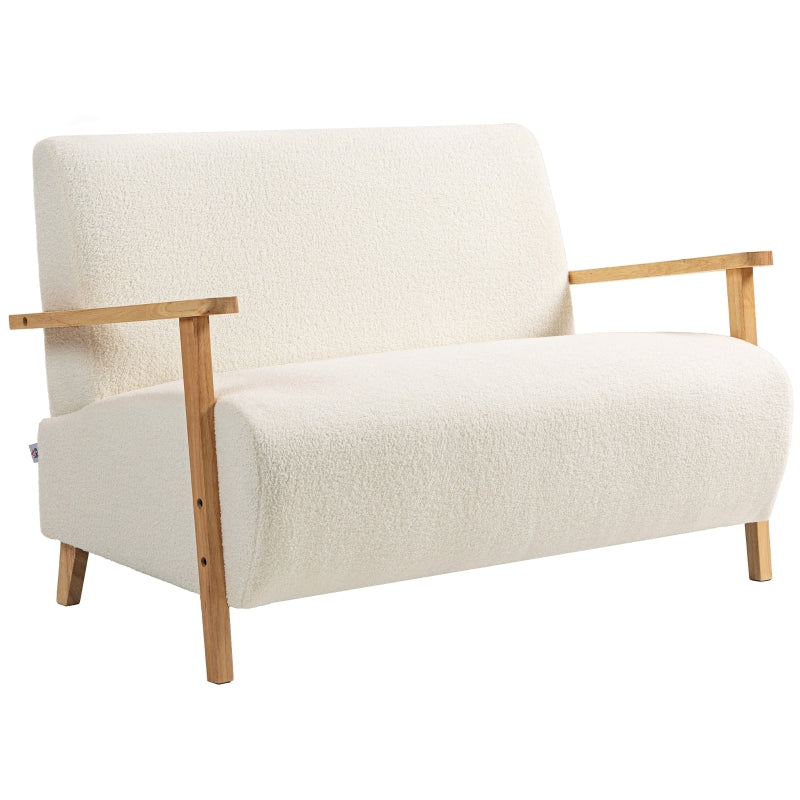 Small Sofa Settee, 2 Seater, Sherpa Fabric Cream White