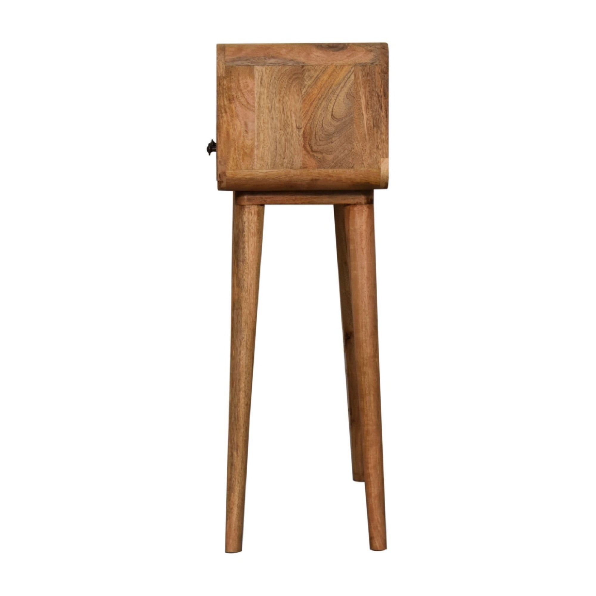 Solid Wood Console Table, Mini Curved 2 Drawers Open Slot, Brown