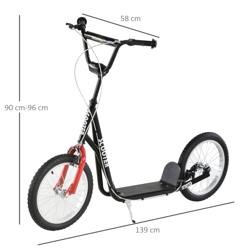 Scooter pneumatic tires handbrake city scooter black