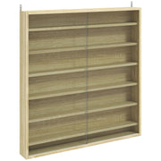Six Shelf Display Cabinet with Glass Doors, Oak