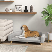 Hundesofa, erhöht, mit Kissen, Holzbeine, Grau