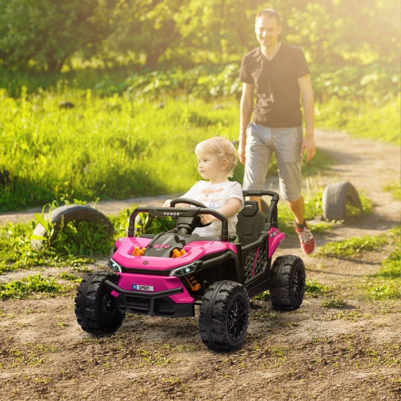 12V Battery Powered Ride-on Truck with Remote & Lights, Pink