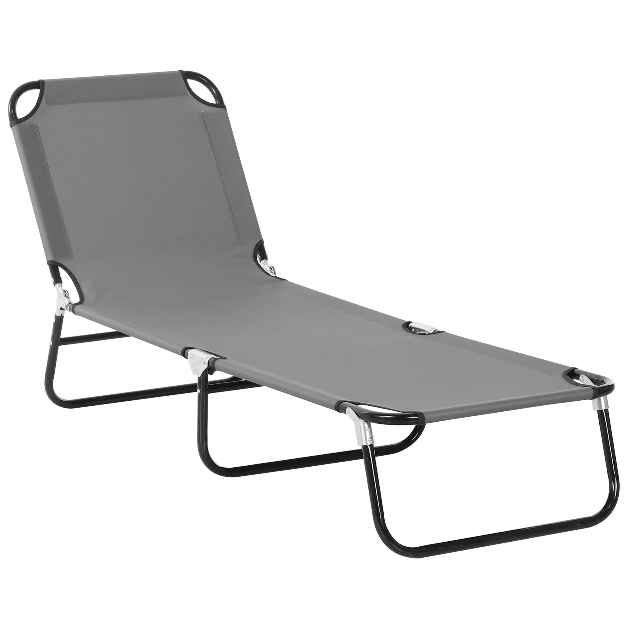 Sun Lounger, Adjustable Backrest Camping Deck Chair, 188x56x28cm Steel