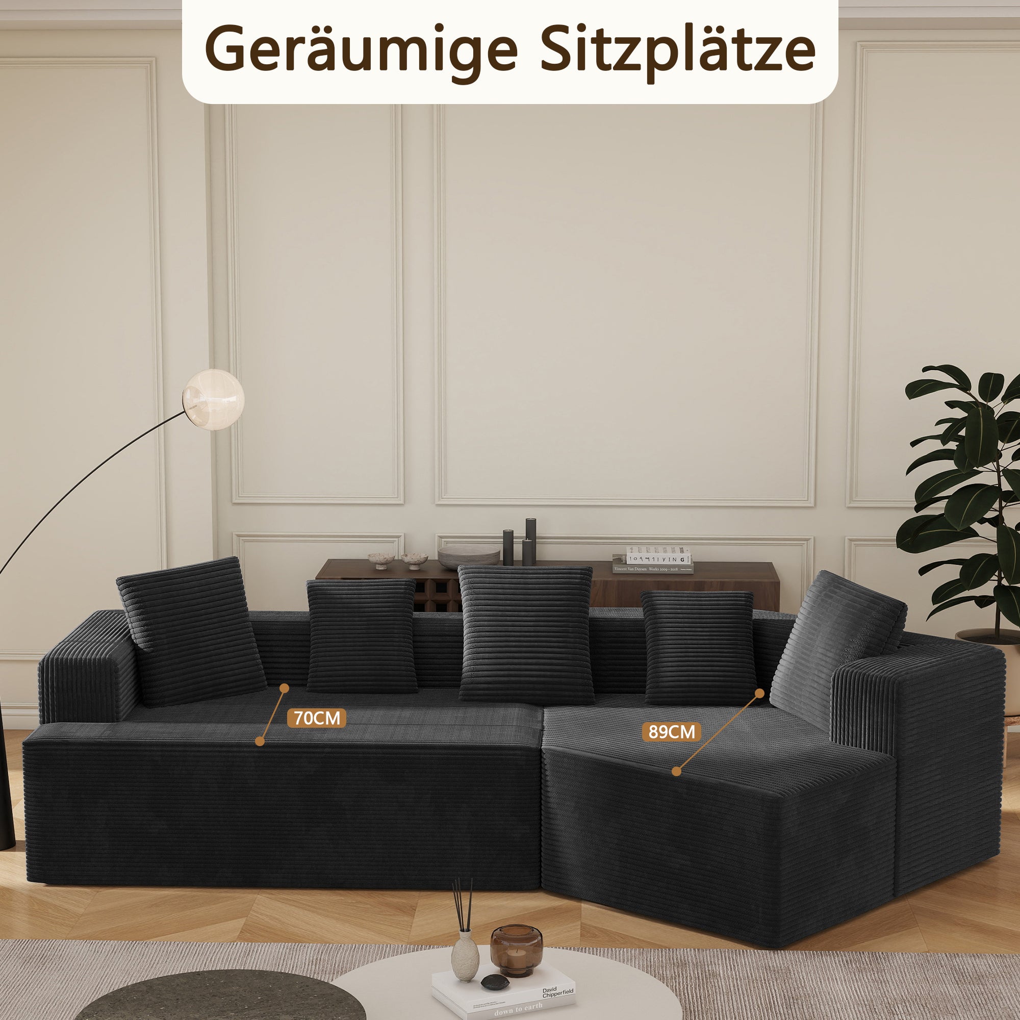 Modular Sofa 312cm Cloud Design Fully Compressed No Assembly - Comfort Fabric