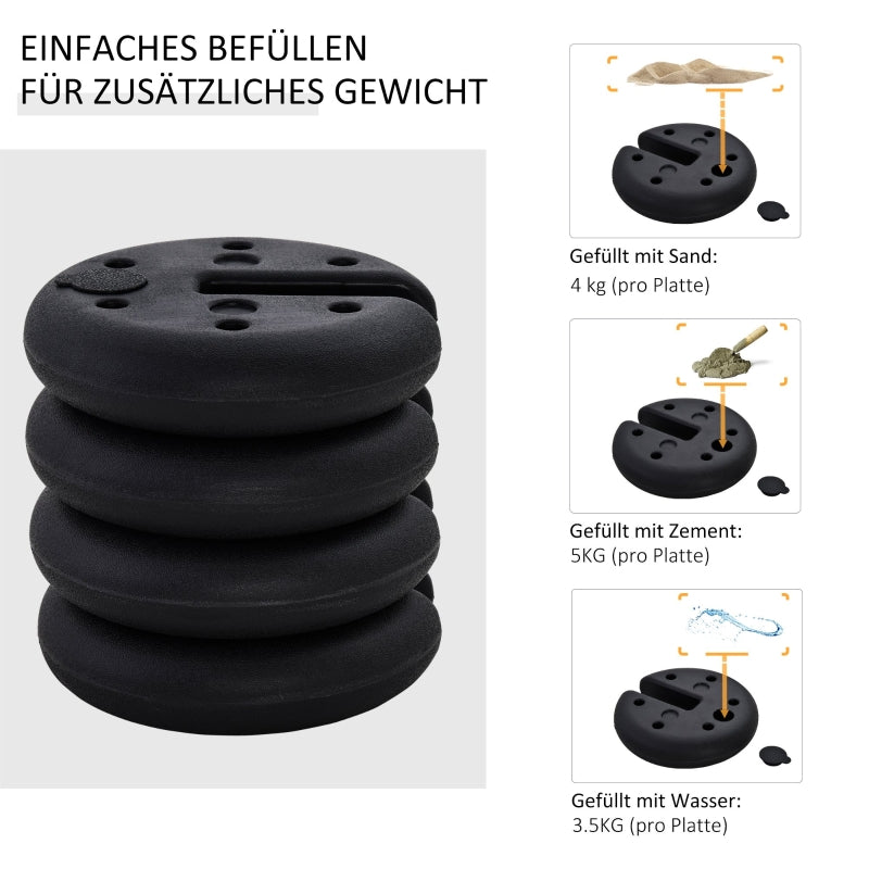 Party Tent Weight, Fillable 5 kg, HDPE Plastic Black