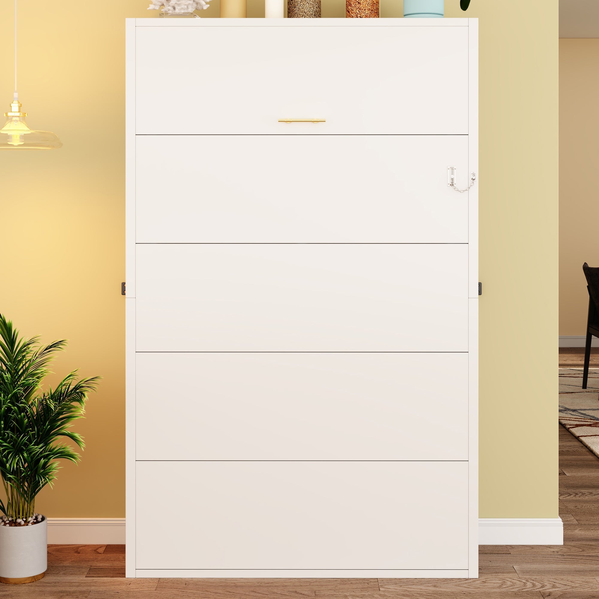 Murphy Wall Bed with Folding Metal Frame and Lockable Mounting, 90x200cm, Metal and Wood