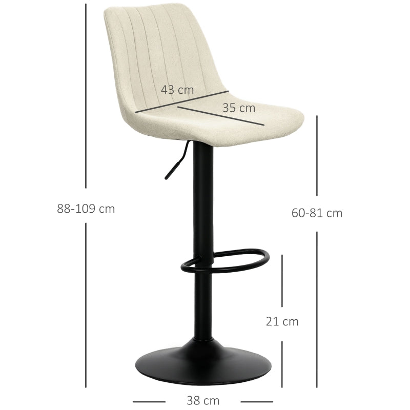 Set of Two Tub Bar Stools Chenille-Feel Beige