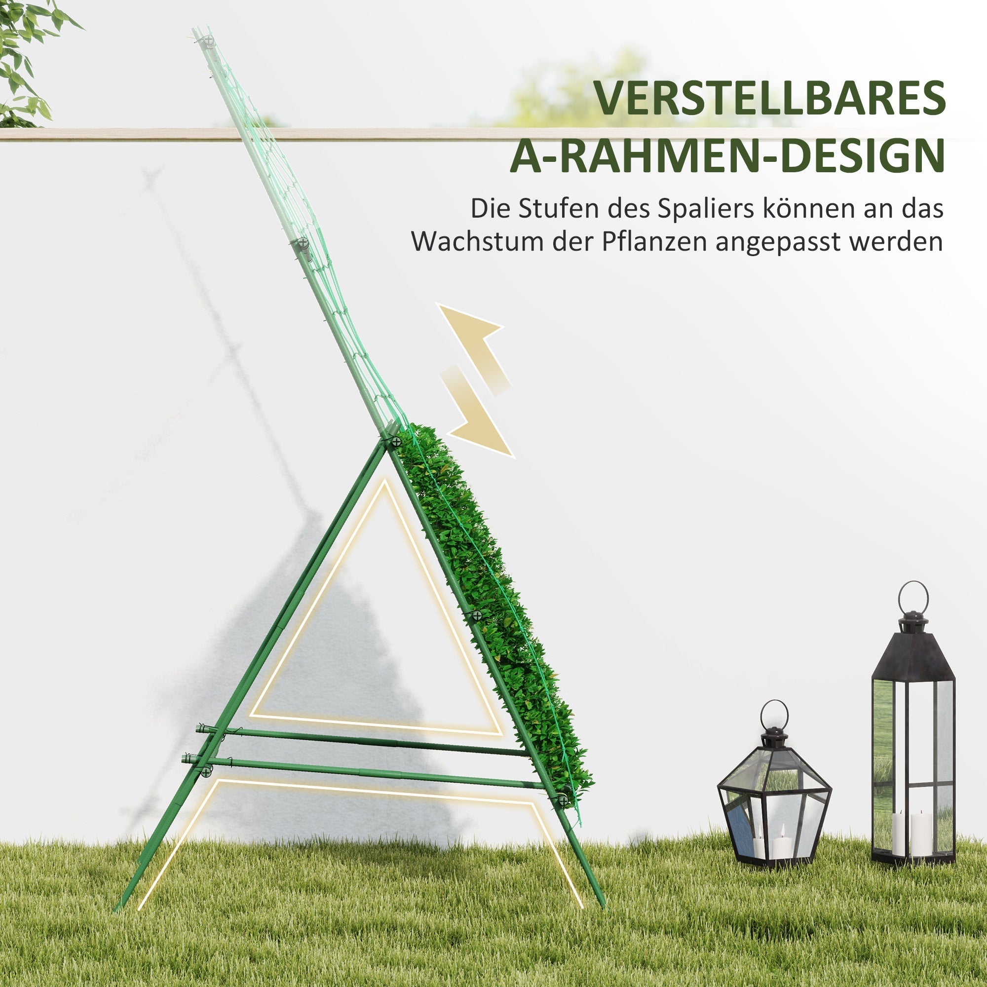 Steel Trellis A-Frame Climbing Aid 101x133x227cm Rustproof Green
