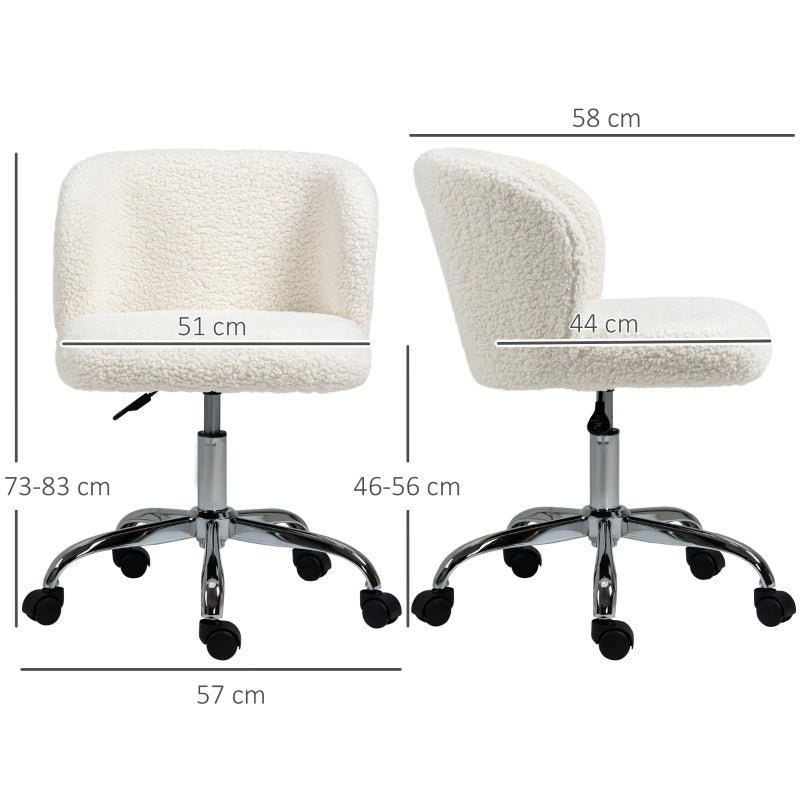 Office Chair, Adjustable Height and Wheels, White
