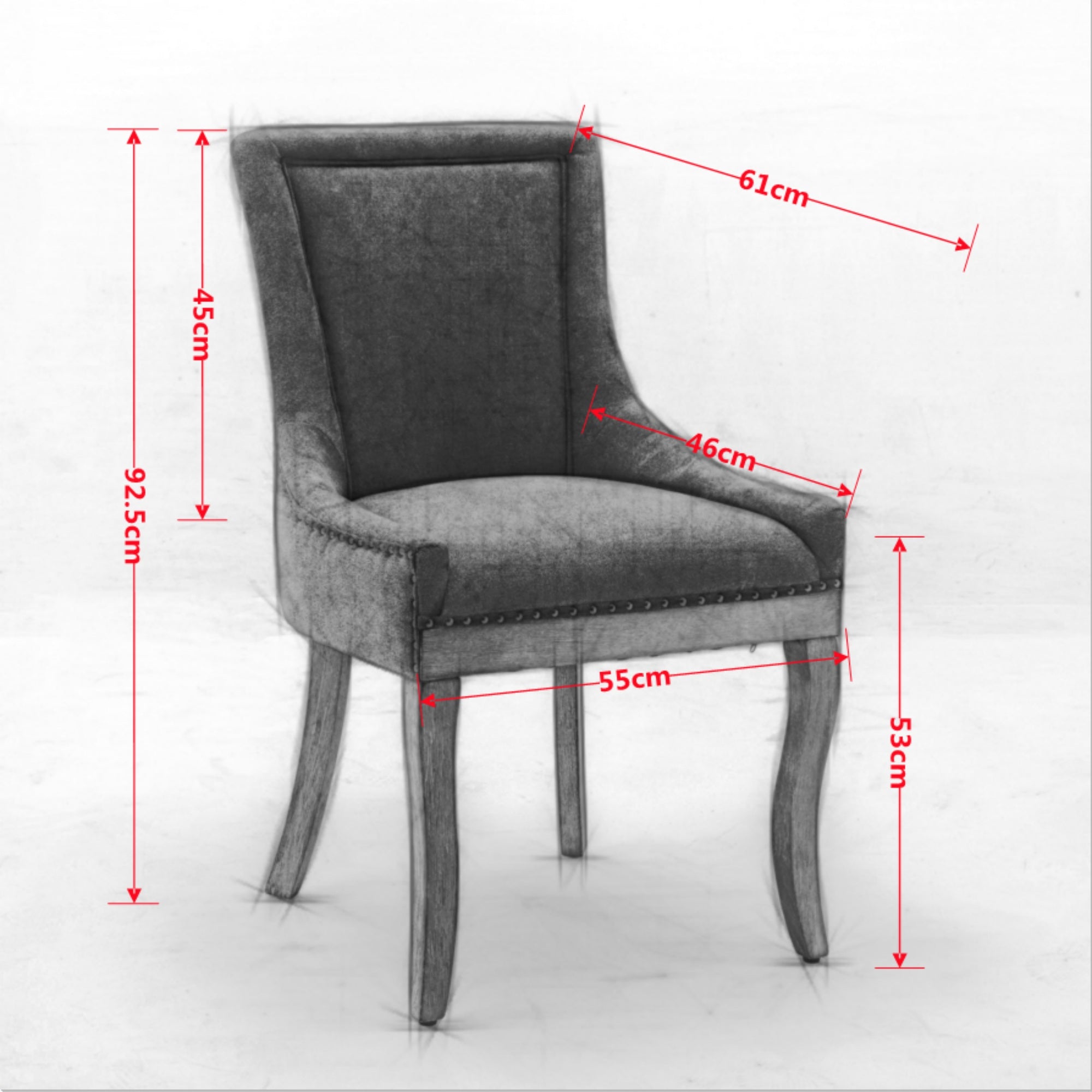 A&A Furniture Ultra Side Dining Chair with Thickened Fabric and Solid Wood Legs, Set of 2, Gray