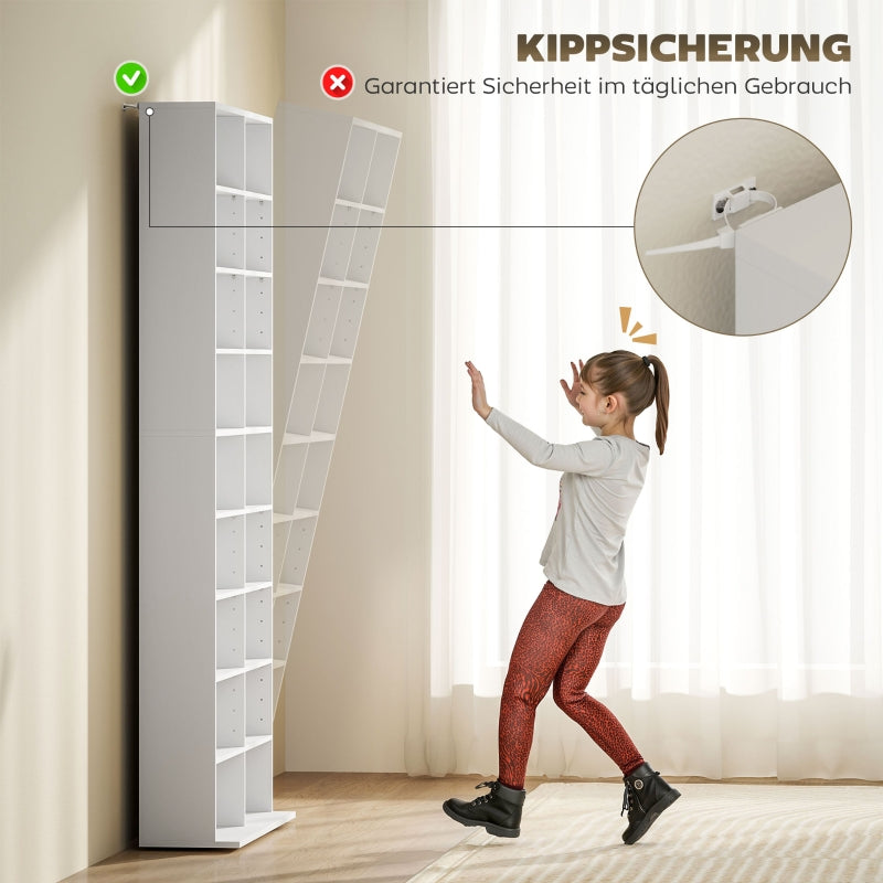CD/DVD/Blu-ray Media Shelf/CD Stand, 640 CD/360 DVD/430 Blu-ray Storage 78.5x24x175 cm, White